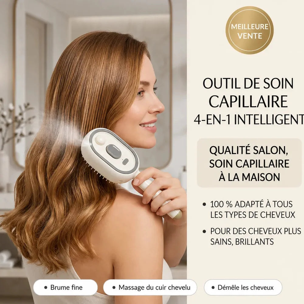 Brosse Électrique Brumisatrice Démêlante avec Massage Jolinova™