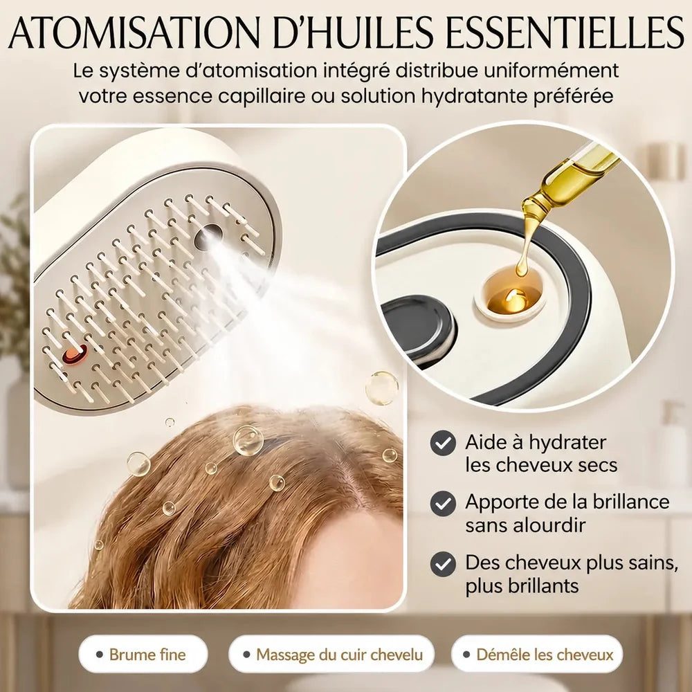 Brosse Électrique Brumisatrice Démêlante avec Massage Jolinova™
