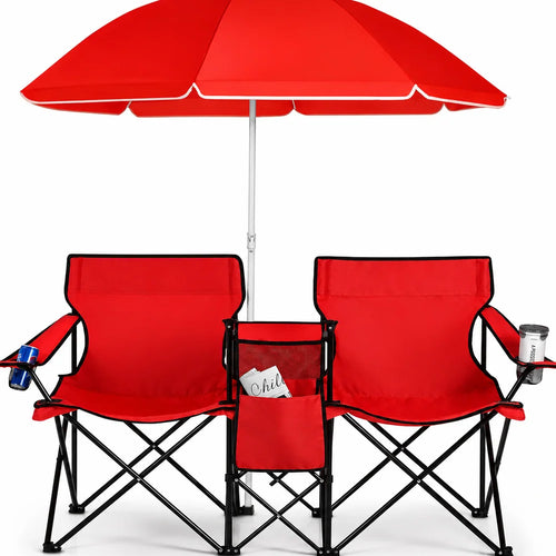 Chaise de camping double pliante avec parasol pour plage Jolinova™