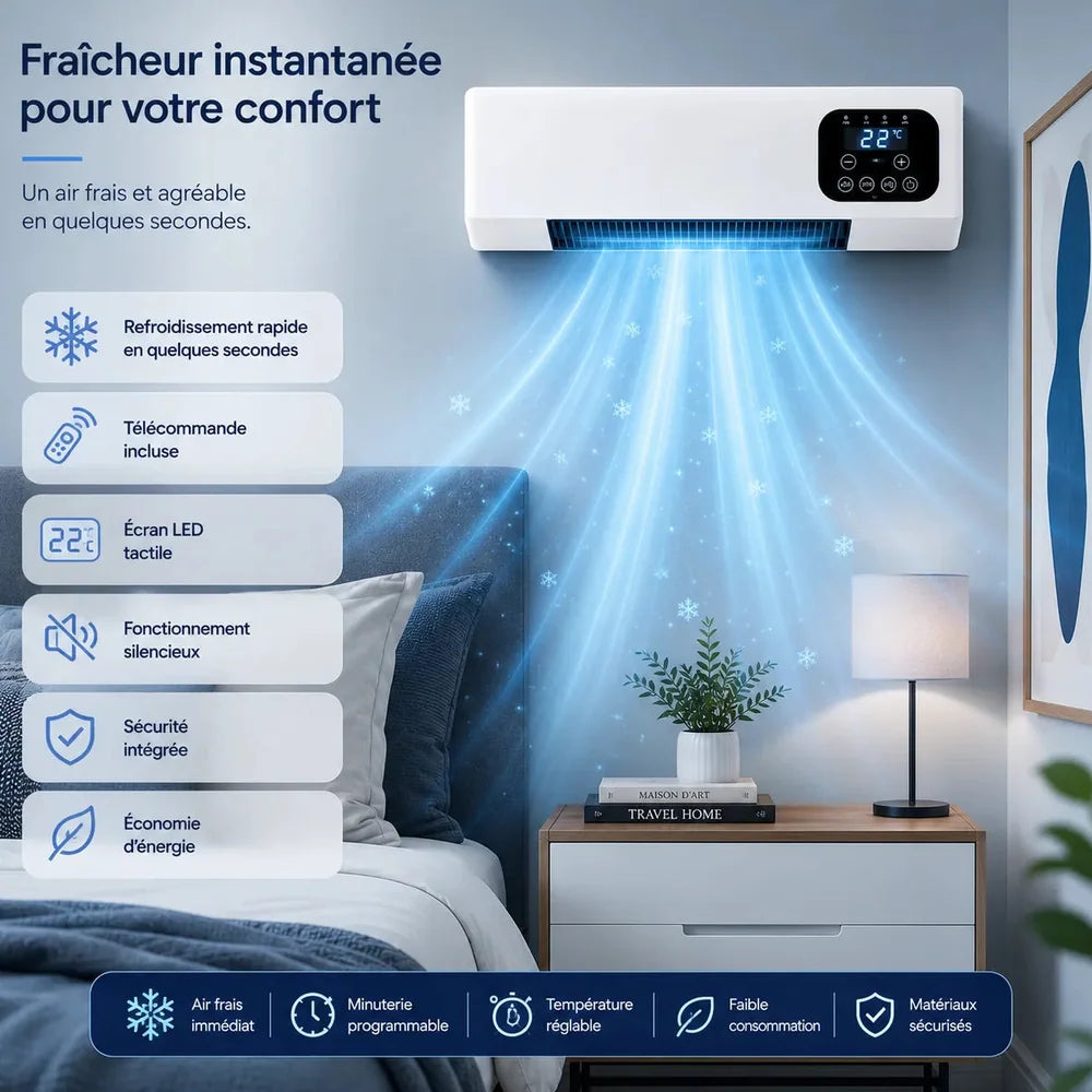Climatiseur Mobile Sans Évacuation Silencieux Mural 2000W Jolinova™