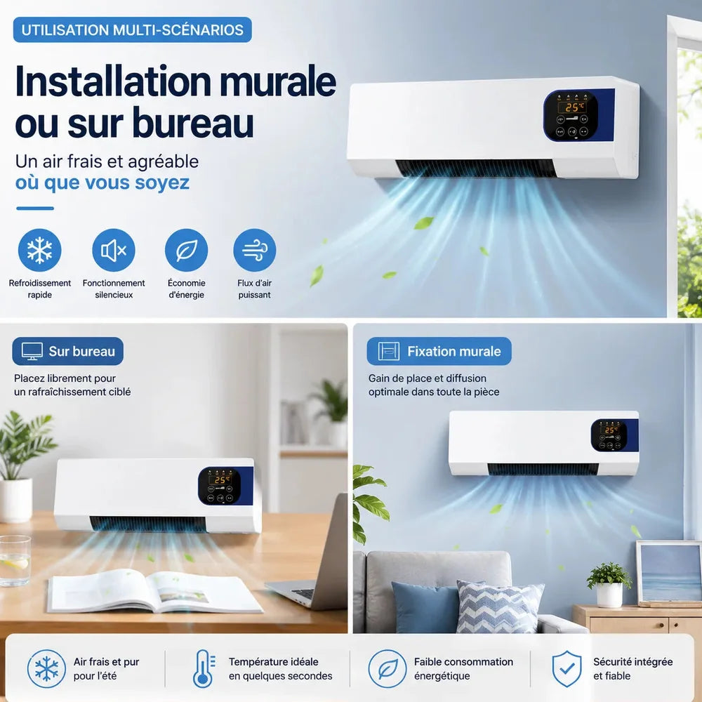 Climatiseur Mobile Sans Évacuation Silencieux Mural 2000W Jolinova™