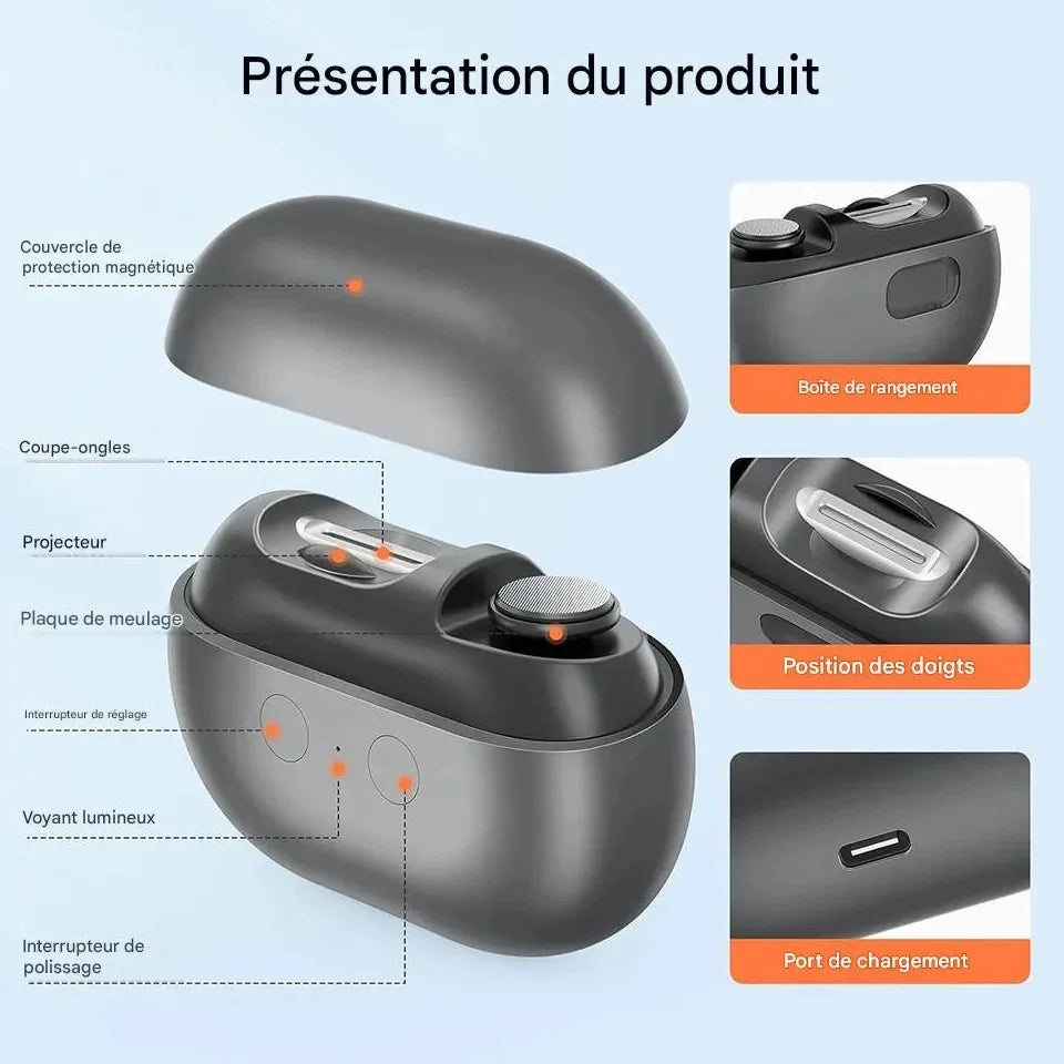 Coupe Ongle Electrique Orthopédique Inox pour Ongles Épais Gris Jolinova™