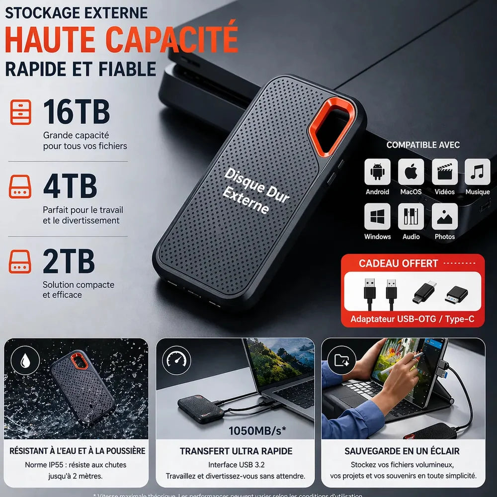 Disques Durs Externes SSD Stockage Compact et Ultra Rapide Jolinova™