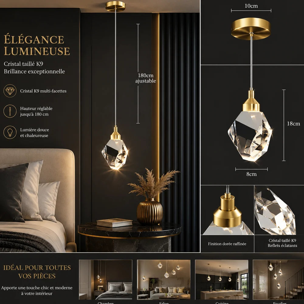 Lustre Salon Cristal LED Élégant pour Salle à Manger & Cuisine Jolinova™