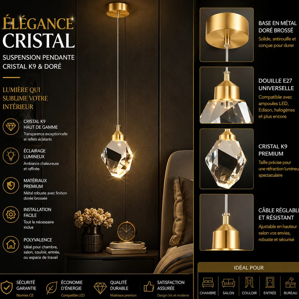 Lustre Salon Cristal LED Élégant pour Salle à Manger & Cuisine Jolinova™