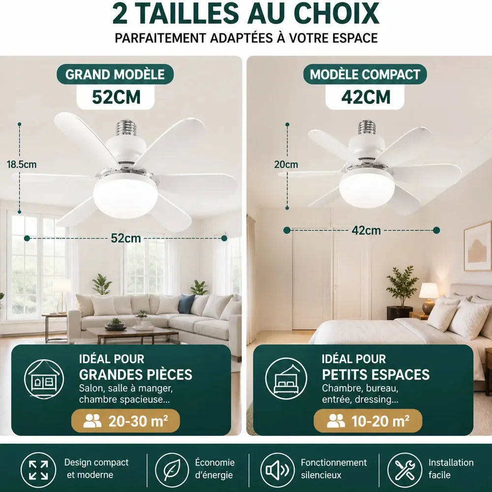 Lustre ventilateur — Plafonnier ventilateur LED télécommande Jolinova™
