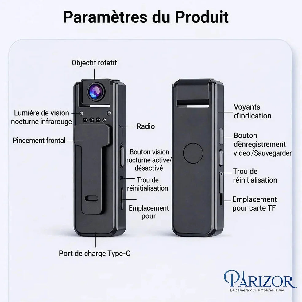 Mini caméra de surveillance, caméra espion portable, camera miniature Jolinova™