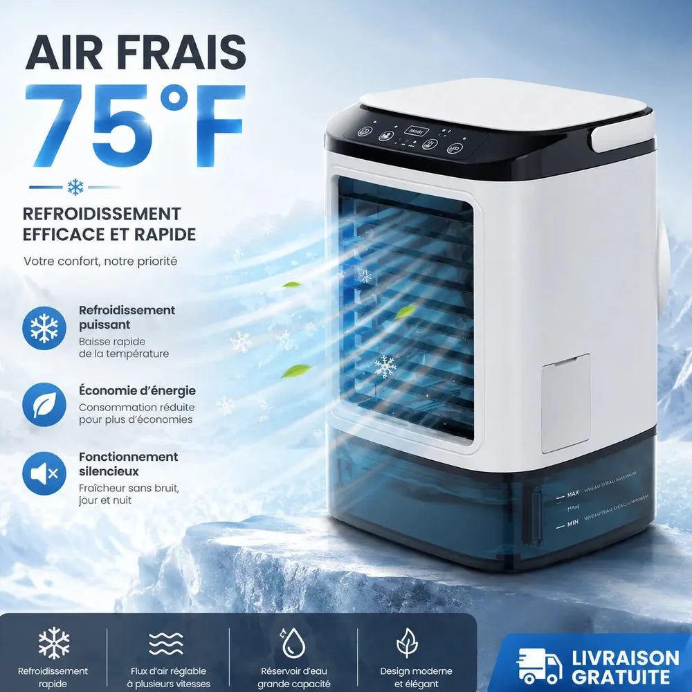 Mini Climatiseur Mobile Sans Évacuation Silencieux avec Humidificateur Jolinova™