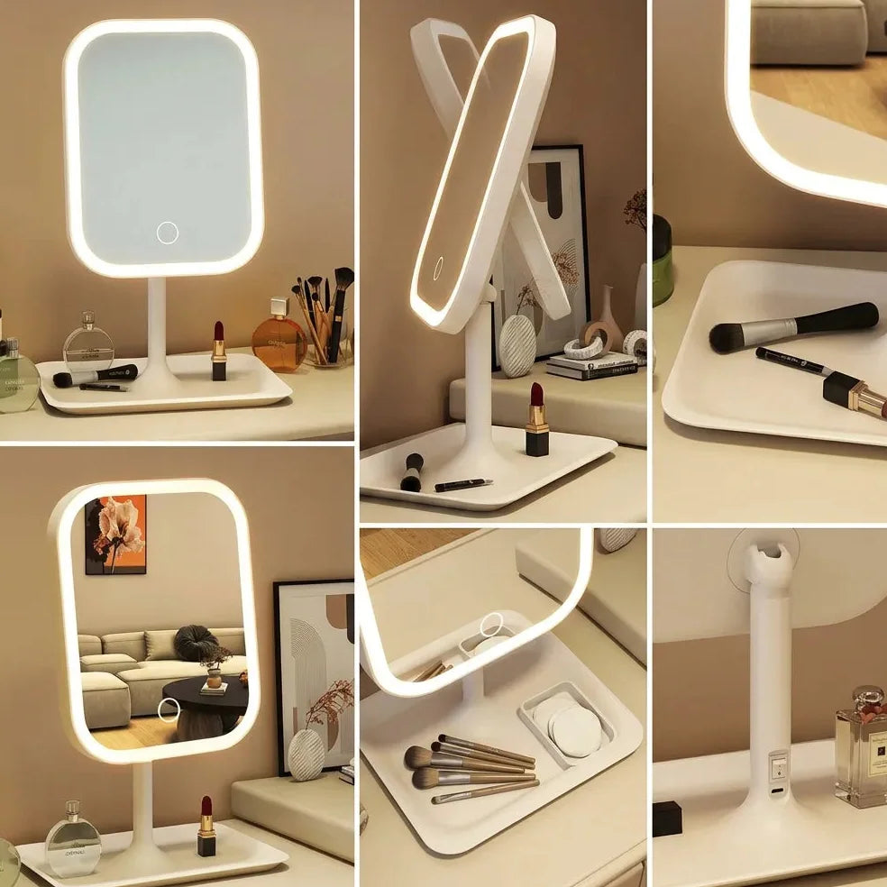 Miroir LED coiffeuse tactile rechargeable 3 couleurs Jolinova™