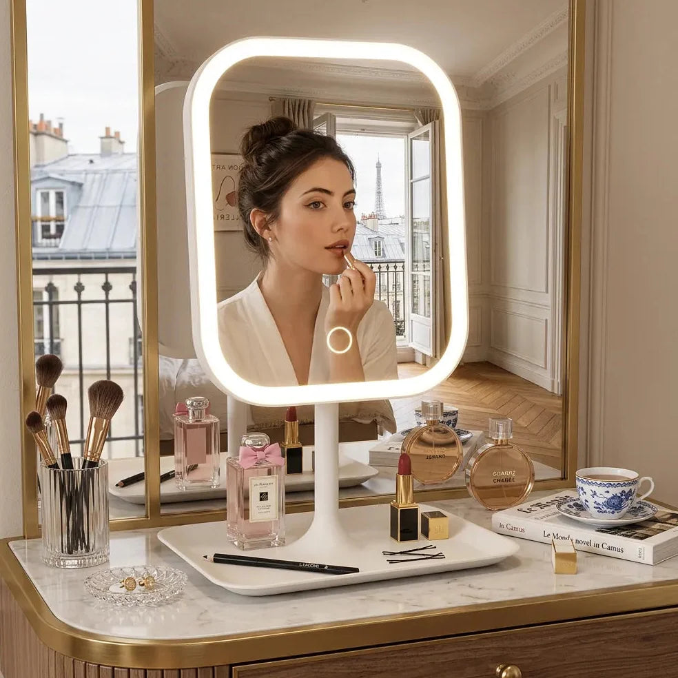 Miroir LED coiffeuse tactile rechargeable 3 couleurs Jolinova™