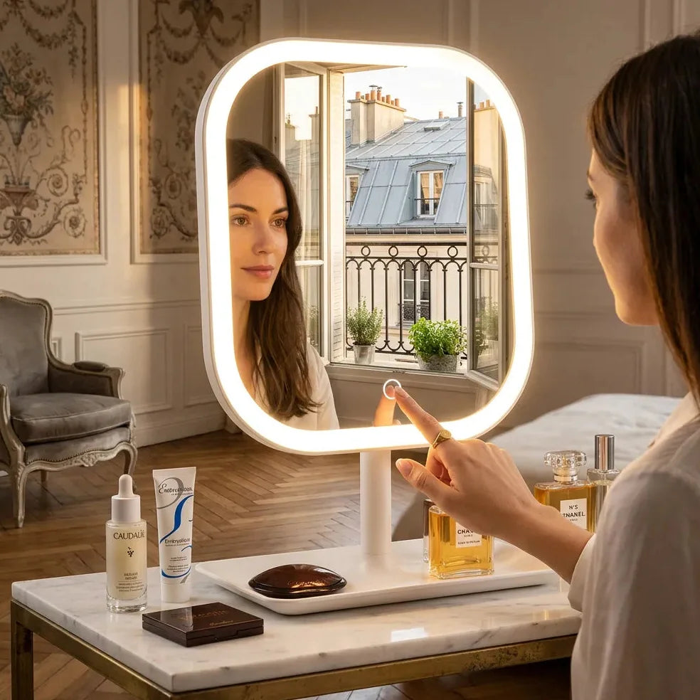 Miroir LED coiffeuse tactile rechargeable 3 couleurs Jolinova™