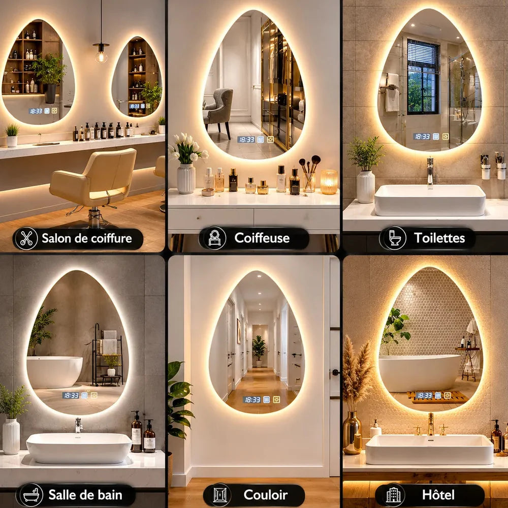 Miroir Salle de Bain LED anti — buée 3 couleurs Jolinova™