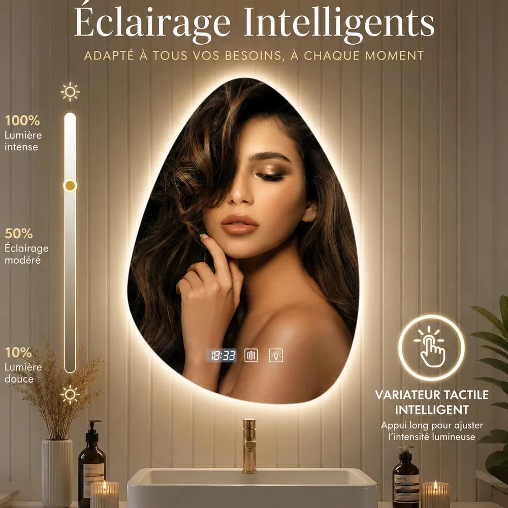 Miroir Salle de Bain LED anti — buée 3 couleurs Jolinova™