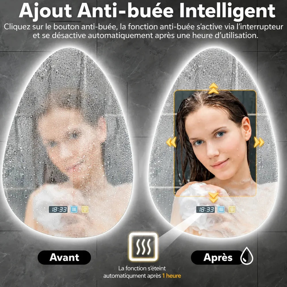 Miroir Salle de Bain LED anti — buée 3 couleurs Jolinova™