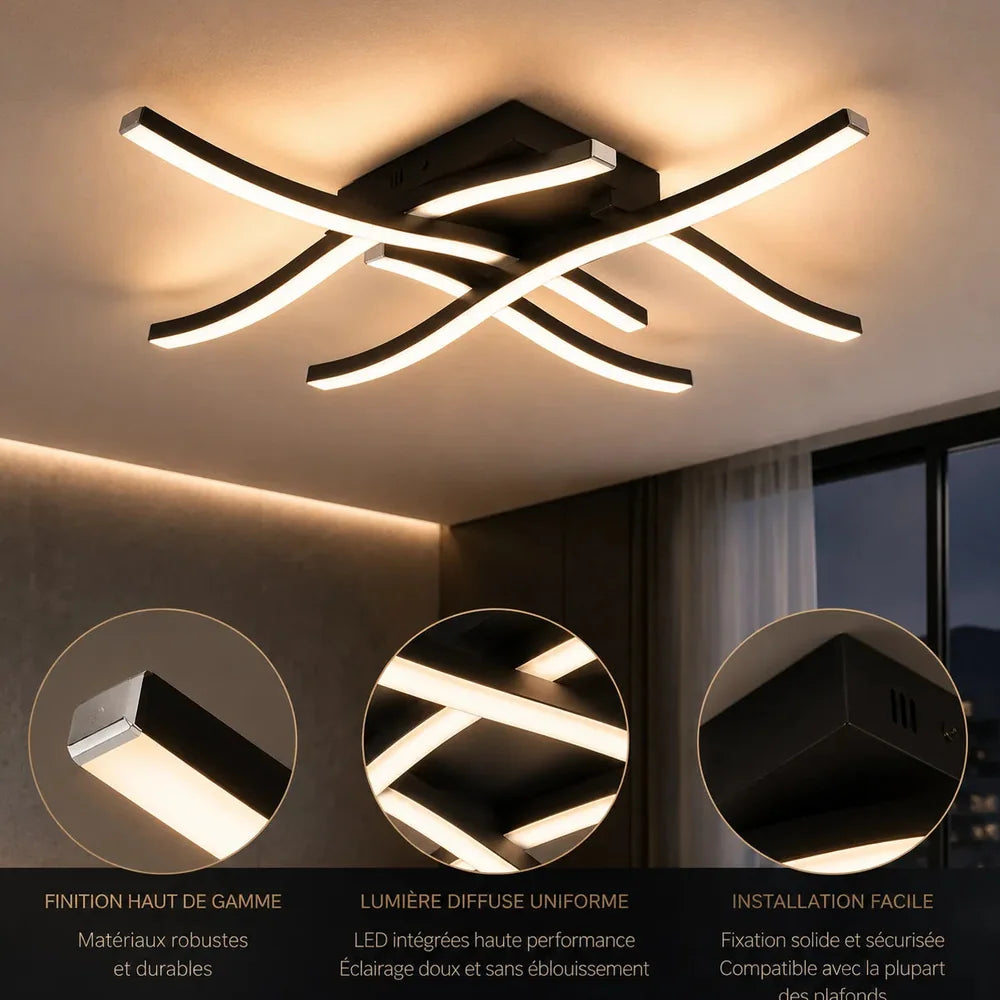 Plafonnier à LED Incurvé Moderne pour Salon, Chambre et Cuisine Jolinova™