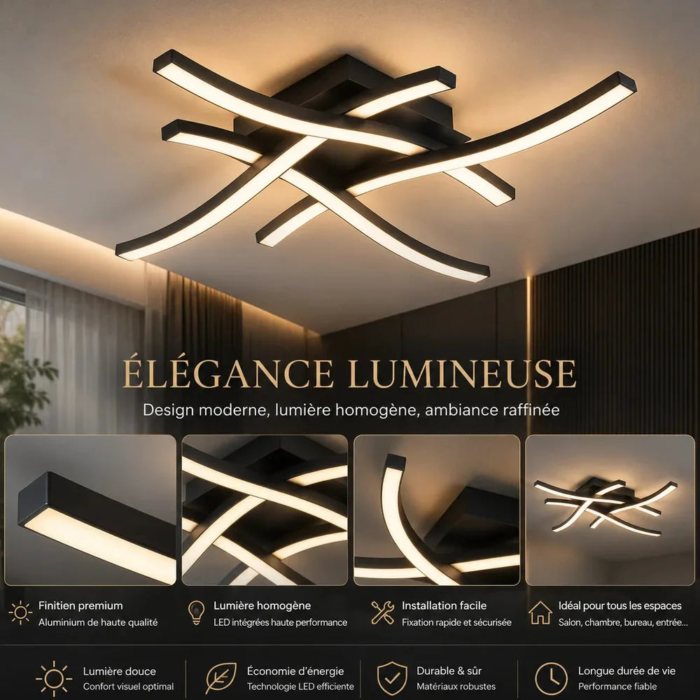Plafonnier à LED Incurvé Moderne pour Salon, Chambre et Cuisine Jolinova™