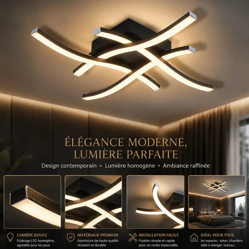 Plafonnier à LED Incurvé Moderne pour Salon, Chambre et Cuisine Jolinova™
