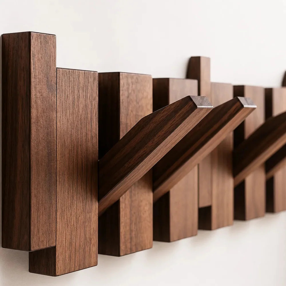 Portemanteau Mural en Bois Design Piano avec 6 Crochets Jolinova™