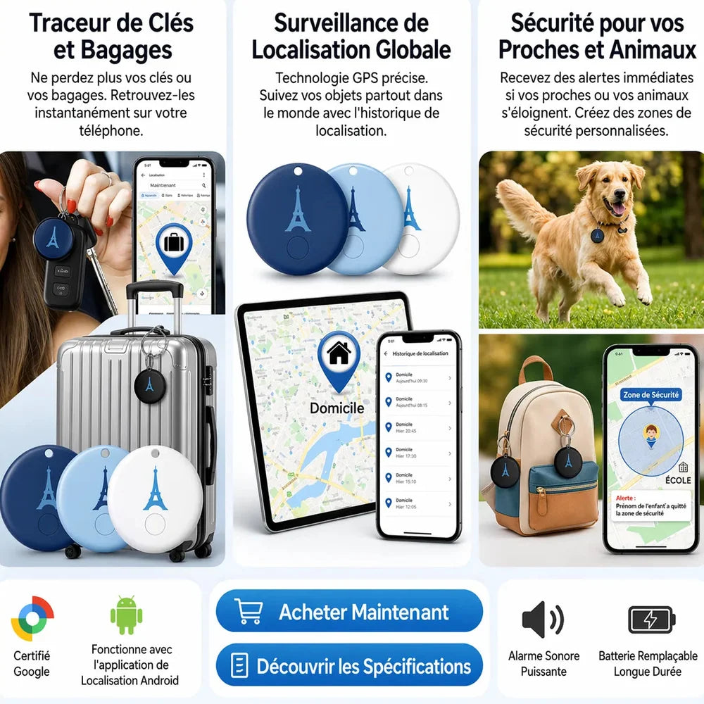 Pro™ — Traceur GPS Sans Abonnement, Compatible Android & iOS Jolinova™