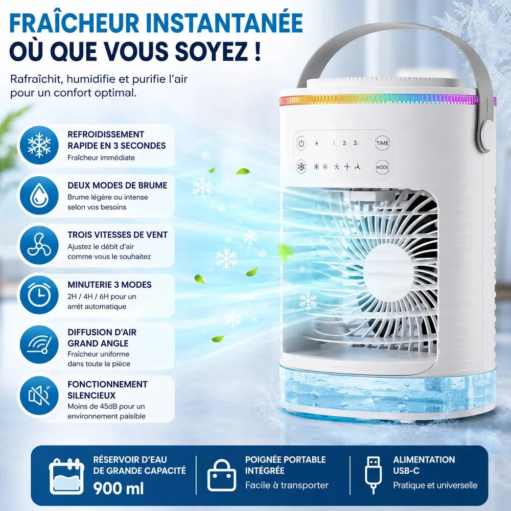 Ventilateur Brumisateur Refroidisseur d'Air Climatiseur Mobile USB — FrostAir Glacéa Jolinova™