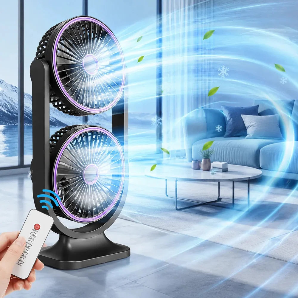Ventilateur de Bureau Double Tête Rechargeable USB Jolinova™